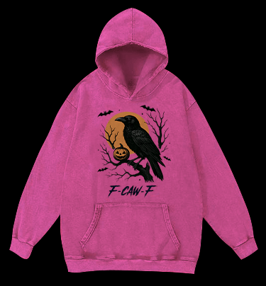 Halloween Crow  F - CAW - F  Vintage Washed 100% Cotton Hoodie - TheDrunkShark