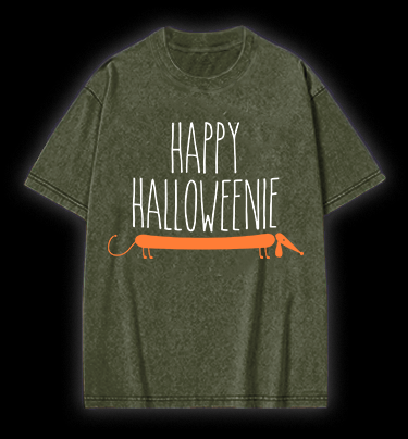 Halloween Dachshund Vintage Washed 100% Cotton T-Shirt - TheDrunkShark