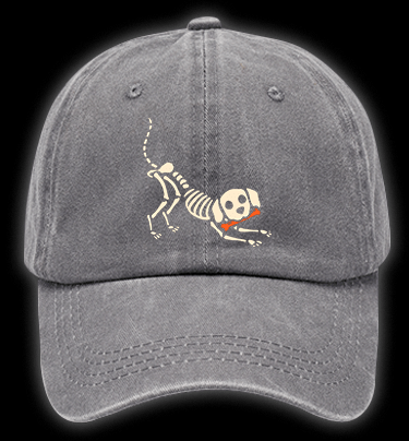 Halloween Dog's Bone Chase Vintage Washed 100% Cotton Baseball Hat - TheDrunkShark