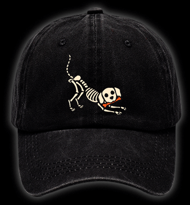 Halloween Dog's Bone Chase Vintage Washed 100% Cotton Baseball Hat - TheDrunkShark