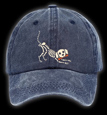 Halloween Dog's Bone Chase Vintage Washed 100% Cotton Baseball Hat - TheDrunkShark
