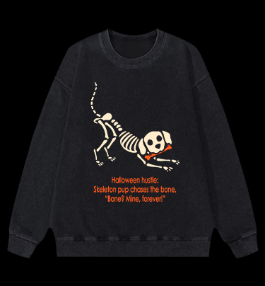 Halloween Dog's Bone Chase Vintage Washed 100% Cotton Sweatshirt - TheDrunkShark