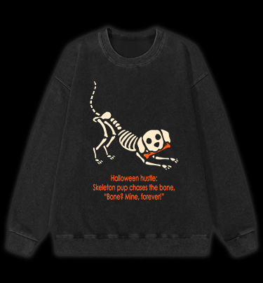 Halloween Dog's Bone Chase Vintage Washed 100% Cotton Sweatshirt - TheDrunkShark