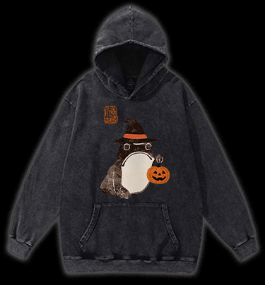 Halloween Frog Vintage Washed 100% Cotton Hoodie - TheDrunkShark