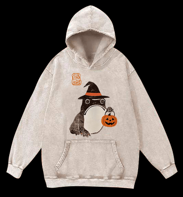 Halloween Frog Vintage Washed 100% Cotton Hoodie - TheDrunkShark