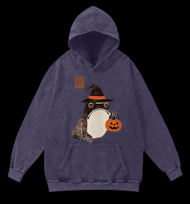 Halloween Frog Vintage Washed 100% Cotton Hoodie - TheDrunkShark