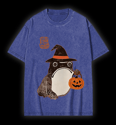 Halloween Frog Vintage Washed 100% Cotton T-Shirt - TheDrunkShark