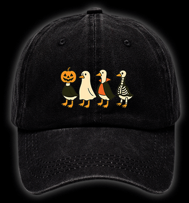 Halloween Geese Fun Vintage Washed 100% Cotton Baseball Hat - TheDrunkShark