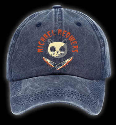Halloween Michael Myers Cat on Elm Street Vintage Washed 100% Cotton Baseball Hat - TheDrunkShark