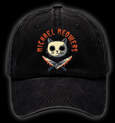 Halloween Michael Myers Cat on Elm Street Vintage Washed 100% Cotton Baseball Hat - TheDrunkShark