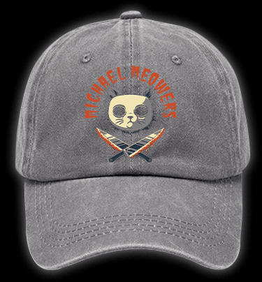 Halloween Michael Myers Cat on Elm Street Vintage Washed 100% Cotton Baseball Hat - TheDrunkShark