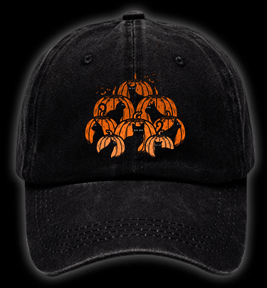 Halloween Pumpkin Cats Vintage Washed 100% Cotton Baseball Hat - TheDrunkShark