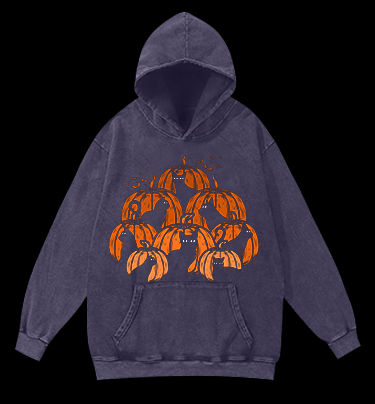 Halloween Pumpkin Cats Vintage Washed 100% Cotton Hoodie - TheDrunkShark