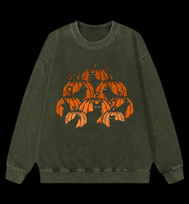 Halloween Pumpkin Cats Vintage Washed 100% Cotton Sweatshirt - TheDrunkShark