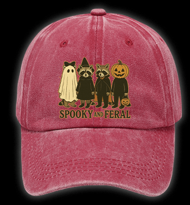 Halloween Raccoon Vintage Washed 100% Cotton Baseball Hat - TheDrunkShark