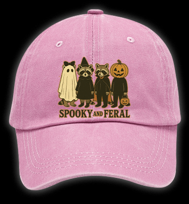 Halloween Raccoon Vintage Washed 100% Cotton Baseball Hat - TheDrunkShark