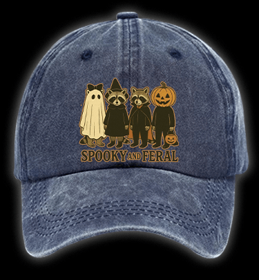 Halloween Raccoon Vintage Washed 100% Cotton Baseball Hat - TheDrunkShark
