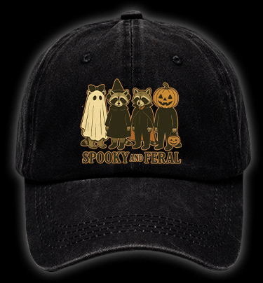 Halloween Raccoon Vintage Washed 100% Cotton Baseball Hat - TheDrunkShark