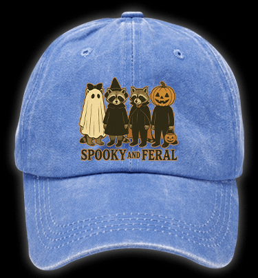 Halloween Raccoon Vintage Washed 100% Cotton Baseball Hat - TheDrunkShark