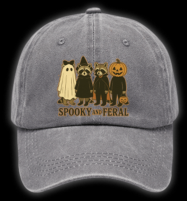 Halloween Raccoon Vintage Washed 100% Cotton Baseball Hat - TheDrunkShark