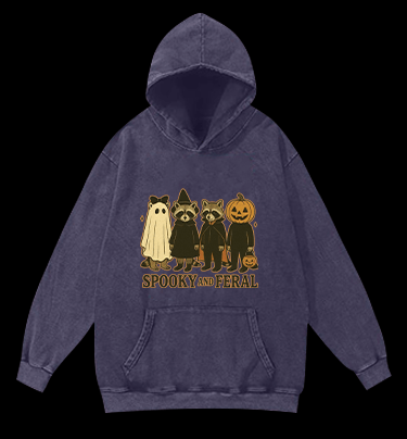 Halloween Raccoon Vintage Washed 100% Cotton Hoodie - TheDrunkShark