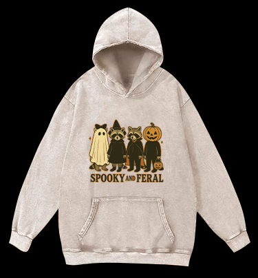 Halloween Raccoon Vintage Washed 100% Cotton Hoodie - TheDrunkShark