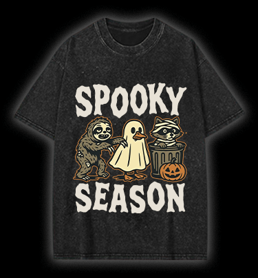 Halloween Raccoon Vintage Washed 100% Cotton T-Shirt - TheDrunkShark