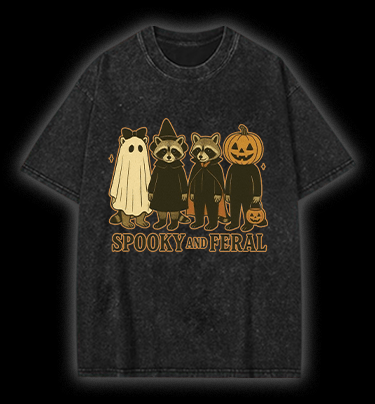 Halloween Raccoon Vintage Washed 100% Cotton T-Shirt - TheDrunkShark