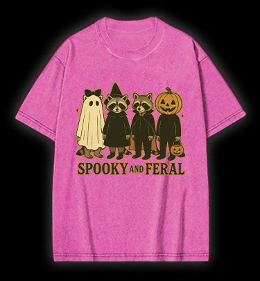 Halloween Raccoon Vintage Washed 100% Cotton T-Shirt - TheDrunkShark