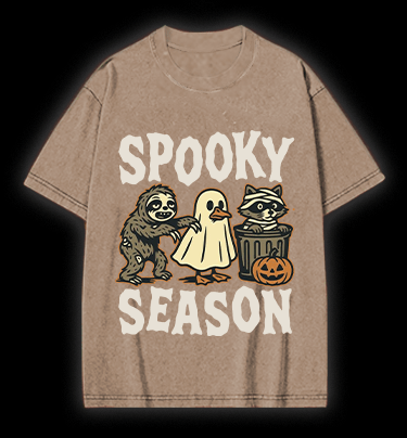 Halloween Raccoon Vintage Washed 100% Cotton T-Shirt - TheDrunkShark