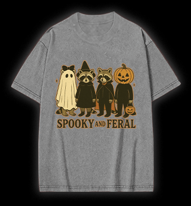 Halloween Raccoon Vintage Washed 100% Cotton T-Shirt - TheDrunkShark