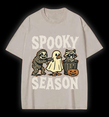 Halloween Raccoon Vintage Washed 100% Cotton T-Shirt - TheDrunkShark