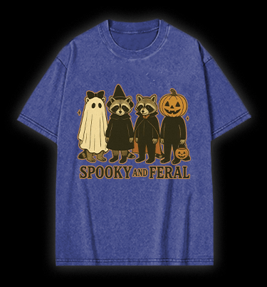 Halloween Raccoon Vintage Washed 100% Cotton T-Shirt - TheDrunkShark