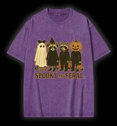 Halloween Raccoon Vintage Washed 100% Cotton T-Shirt - TheDrunkShark