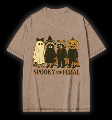 Halloween Raccoon Vintage Washed 100% Cotton T-Shirt - TheDrunkShark