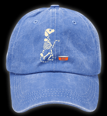 Halloween Skeleton Pup Vintage Washed 100% Cotton Baseball Hat - TheDrunkShark