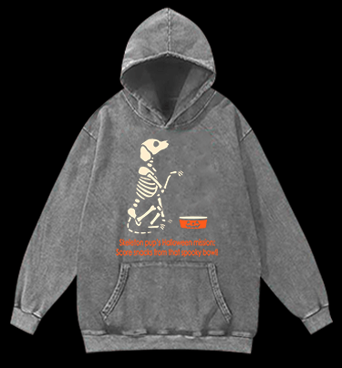 Halloween Skeleton Pup Vintage Washed 100% Cotton Hoodie - TheDrunkShark