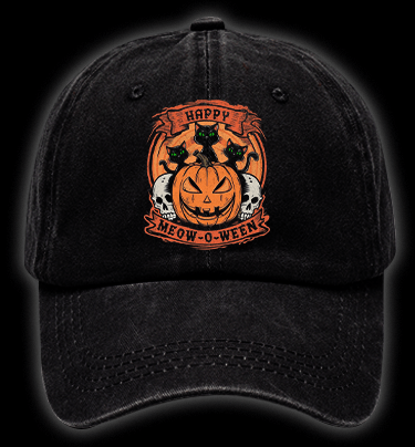 Halloween Trick - or - treating Cat Vintage Washed 100% Cotton Baseball Hat - TheDrunkShark
