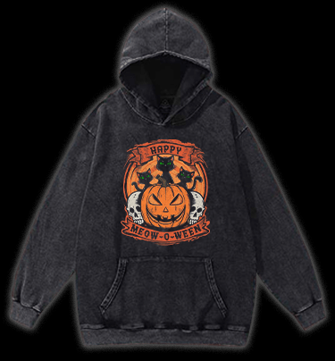 Halloween Trick - or - treating Cat Vintage Washed 100% Cotton Hoodie - TheDrunkShark