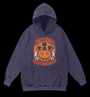 Halloween Trick - or - treating Cat Vintage Washed 100% Cotton Hoodie - TheDrunkShark