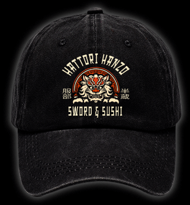 Hattori Hanzo Tiger Vintage Washed 100% Cotton Baseball Hat - TheDrunkShark