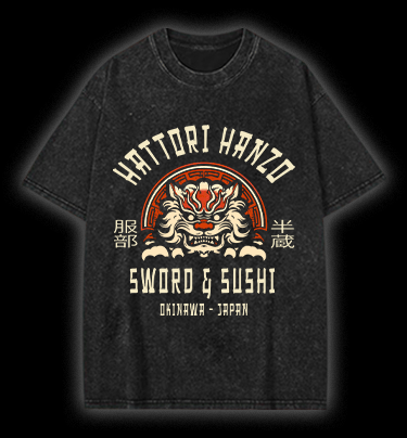 Hattori Hanzo Tiger Vintage Washed 100% Cotton T-Shirt - TheDrunkShark