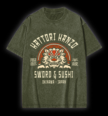 Hattori Hanzo Tiger Vintage Washed 100% Cotton T-Shirt - TheDrunkShark