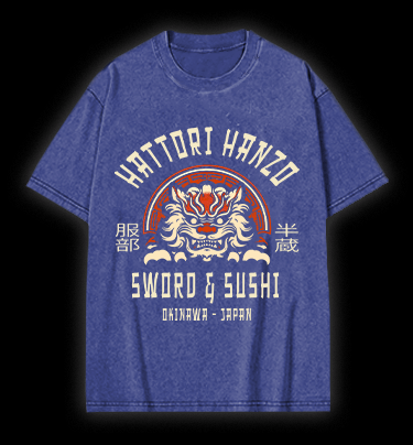 Hattori Hanzo Tiger Vintage Washed 100% Cotton T-Shirt - TheDrunkShark