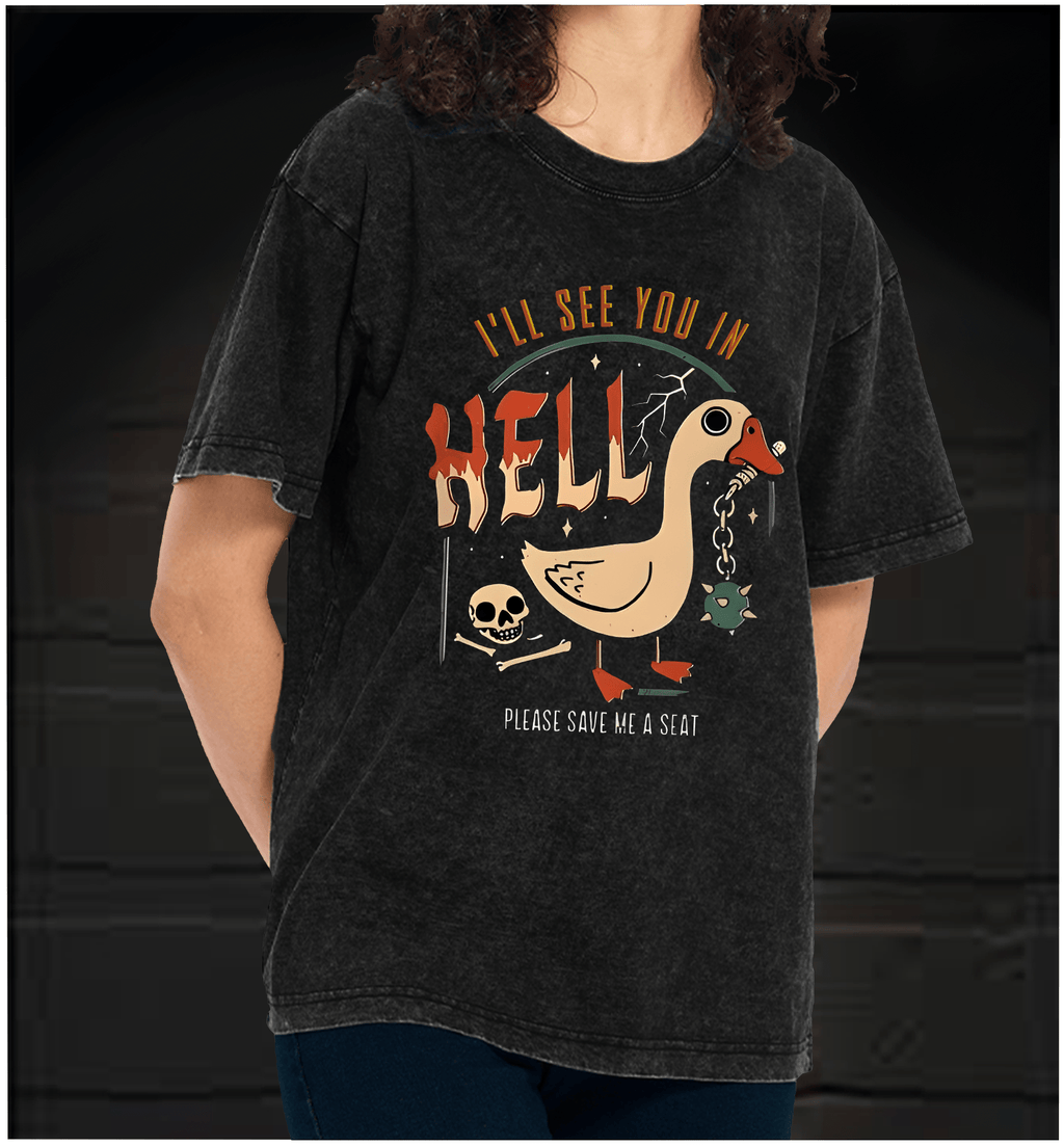 Hell - Bound Goose Vintage Washed 100% Cotton T-Shirt - TheDrunkShark