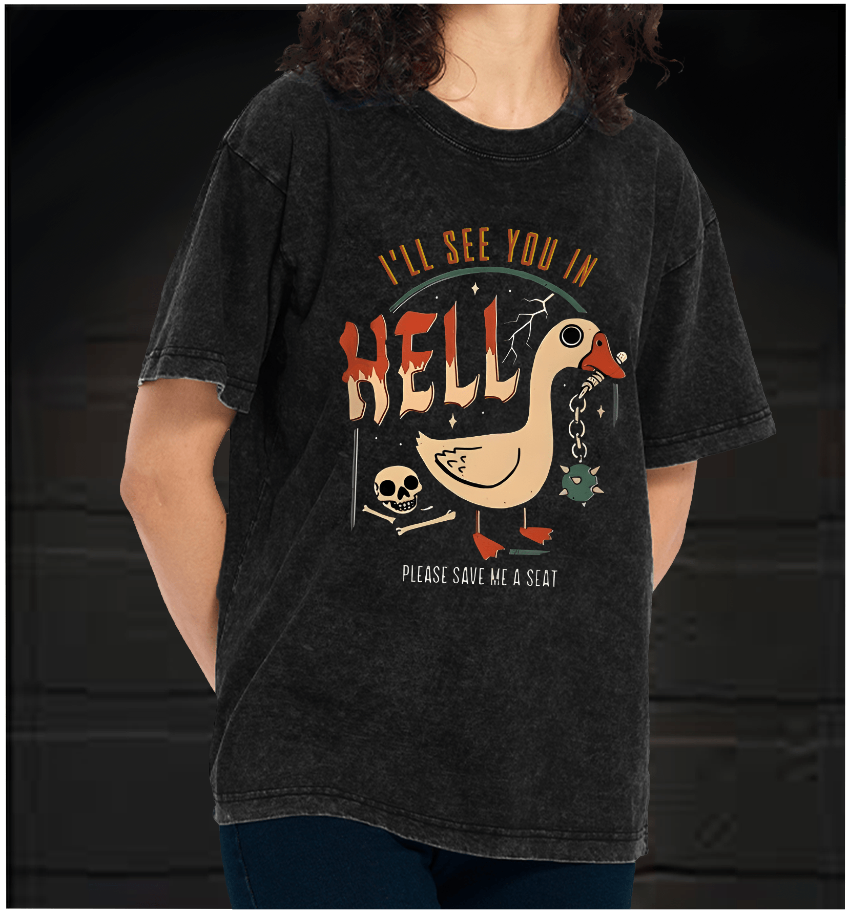 Hell - Bound Goose Vintage Washed 100% Cotton T-Shirt - TheDrunkShark