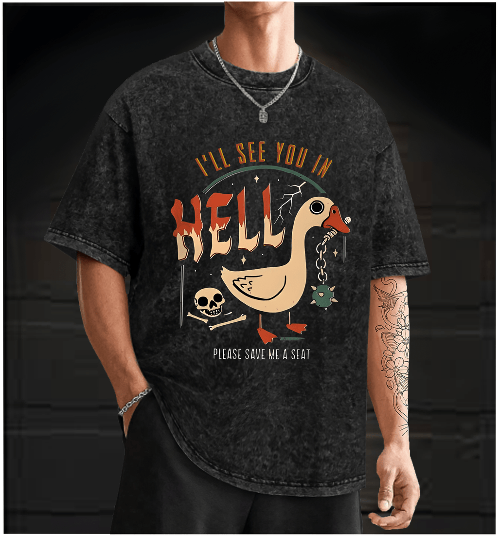 Hell - Bound Goose Vintage Washed 100% Cotton T-Shirt - TheDrunkShark