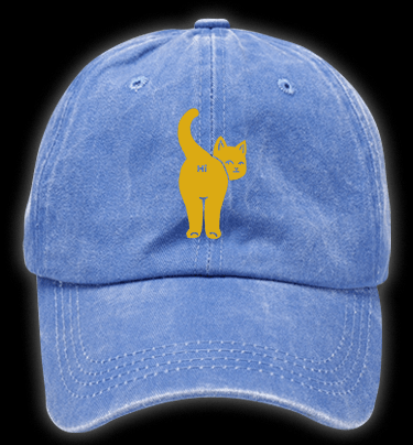 Hi Cat Fun Vintage Washed 100% Cotton Baseball Hat - TheDrunkShark