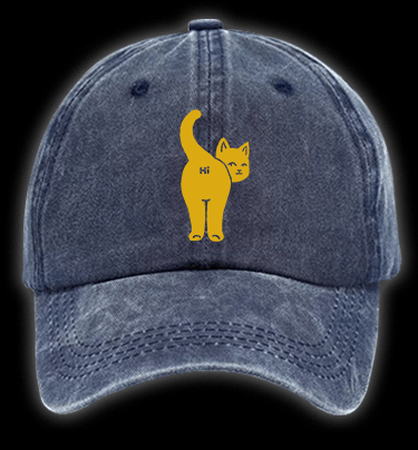 Hi Cat Fun Vintage Washed 100% Cotton Baseball Hat - TheDrunkShark