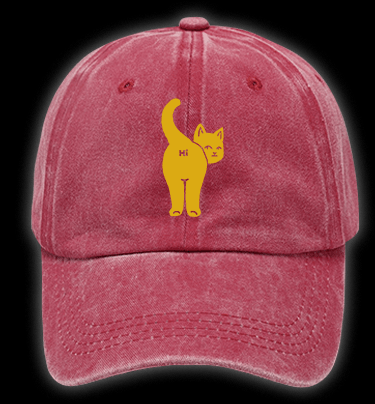 Hi Cat Fun Vintage Washed 100% Cotton Baseball Hat - TheDrunkShark